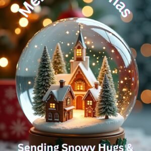 “snow globe fantasy town christmas card – whimsical printable holiday card (canva editable)”