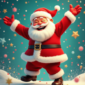dancing santa pop surprise christmas motion card – fun animated holiday greeting (canva editable)