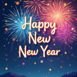 bright fireworks canva editable new year greeting card