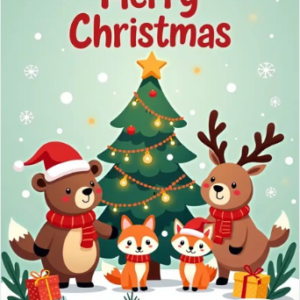 cute forest animals canva editable christmas card