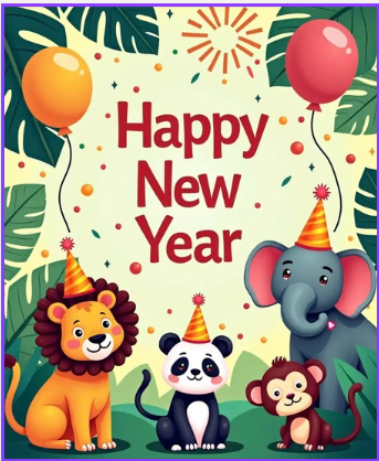 jungle animals canva editable new year card jungle animals canva editable new year card