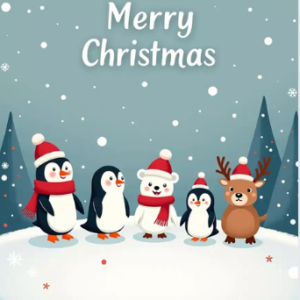 winter animals canva editable christmas card