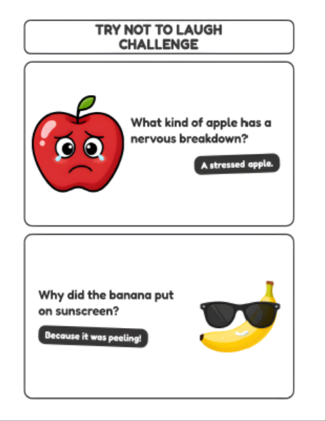 "try not to laugh challenge" fruit & food joke book for kids "try not to laugh challenge" fruit & food joke book for kids