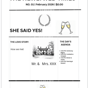 newspaper wedding program & seating chart template | editable canva bundle (digital download)