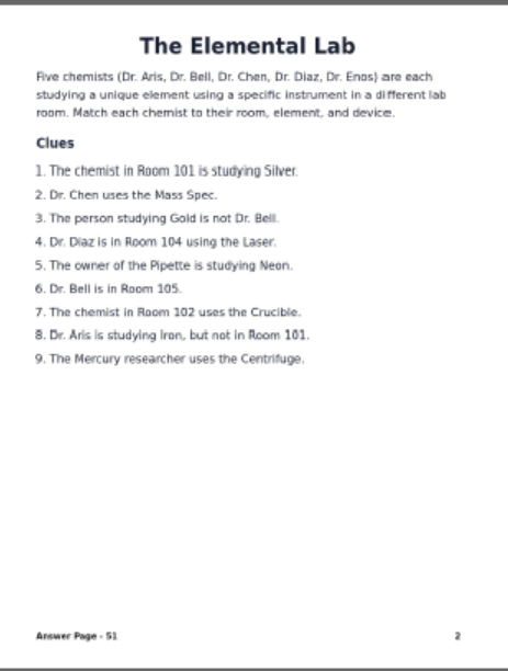 chemistry logic puzzles: 25 science brain teasers for students & teachers printable stem activity pdf chemistry logic puzzles: 25 science brain teasers for students & teachers printable stem activity pdf