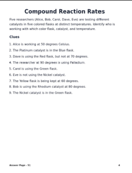 chemistry logic puzzles: 25 science brain teasers for students & teachers printable stem activity pdf chemistry logic puzzles: 25 science brain teasers for students & teachers printable stem activity pdf