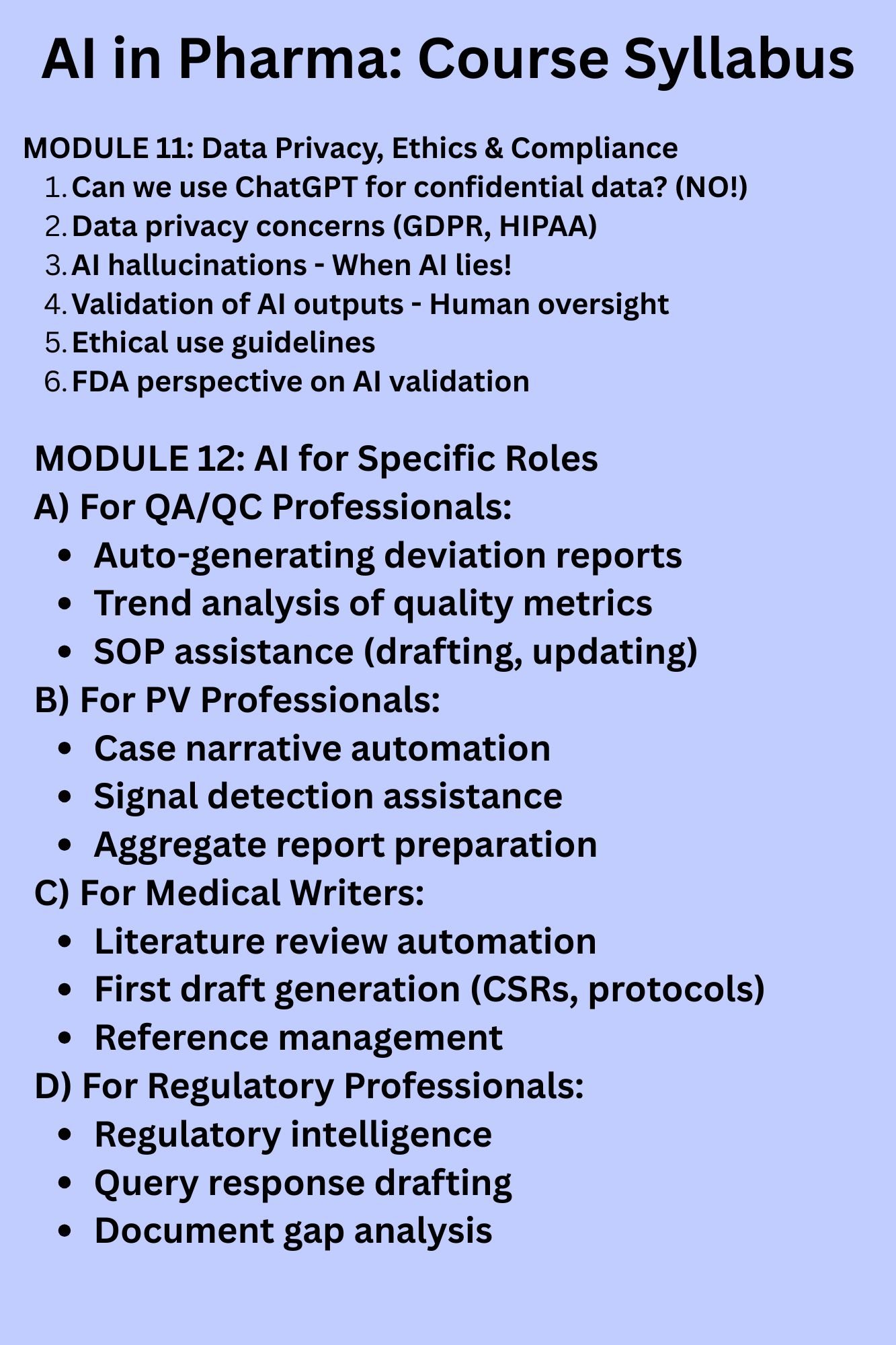 ai for pharma professionals: automate, don’t eliminate — practical ai skills for qa, pv, regulatory & medical writing ai for pharma professionals: automate, don’t eliminate — practical ai skills for qa, pv, regulatory & medical writing