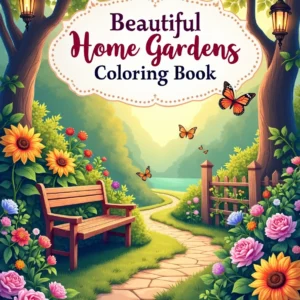 beautiful home gardens coloring book: relaxing floral & cozy garden scenes for creativity